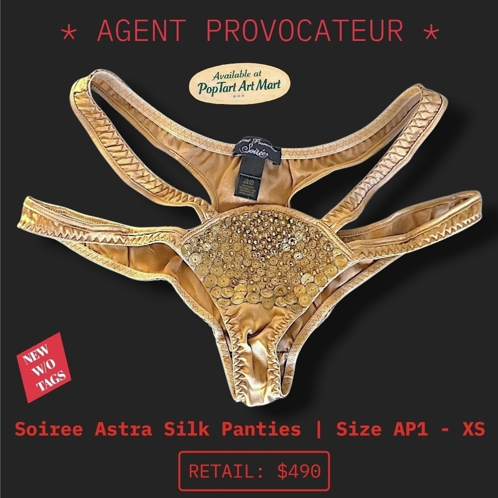 Agent Provocateur Soirée Astra Gold Beaded Silk Panties Size XS / AP 1 Rare
